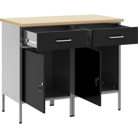 vidaXL Set mit 2 Stühlen aus schwarzem Stahl, mittelgroß, höhenverstellbar