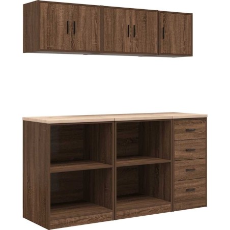 Garagenschränke, 6 Stück, Eiche braun, Leimholz