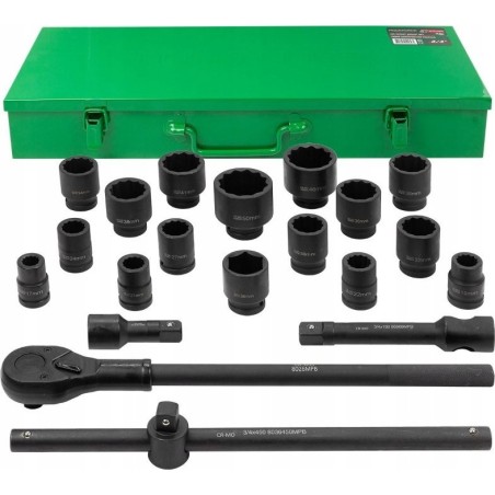 ROCKFORCE Schlagschraubenschlüssel / WMC ROCKFORCE Schlagschraubenschlüssel-Set, 21-teilig, 3/4", 12-kant, 17–50 mm