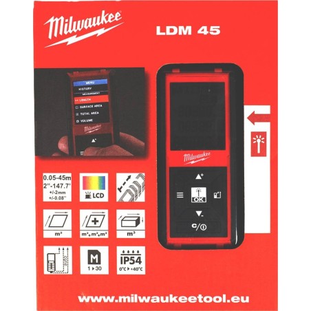 Milwaukee LDM45 Laser-Entfernungsmesser Laser-Entfernungsmesser 45 m MILWAUKEE 4933459277