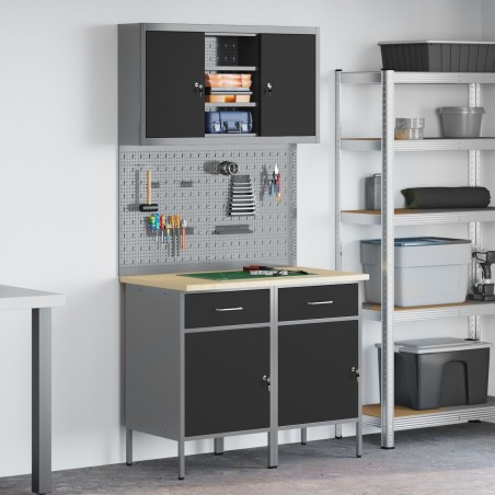 vidaXL Arbeitsschrankset, 5-teilig, Schwarz, Stahl, Standardausführung