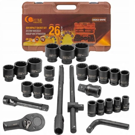 26-teiliges Schlagwerkzeugset, 3/4" (17–50 mm) und 1" (55–65 mm) (12-kant)