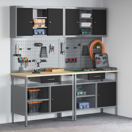 vidaXL Set mit 6 großen Aufbewahrungsbehältern in Schwarz und Stahlgrau