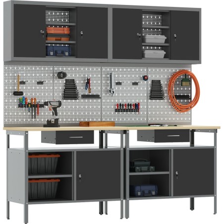 vidaXL Set mit 6 großen Aufbewahrungsbehältern in Schwarz und Stahlgrau