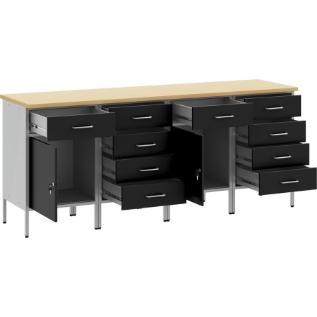 vidaXL   4er-Set, schwarz, Stahl, mittelgroß, höhenverstellbar