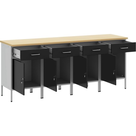 vidaXL Set 4 Schwarz, Stahlgrau, Holzwerkstoff Groß