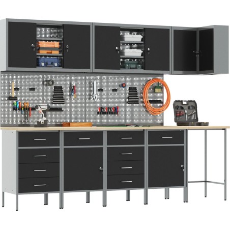 vidaXL Set mit 11 verstellbaren Tischbeinen, schwarz, Stahl