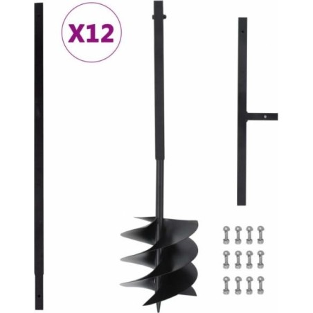 vidaXL Erdbohrer mit Griff, 250 mm, ausziehbar, 12 m, Stahl