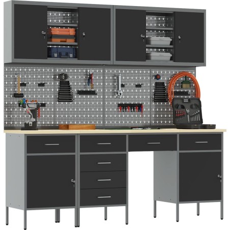 vidaXL Set mit 8 schwarzen Stahlfüßen in Standardgröße, höhenverstellbar