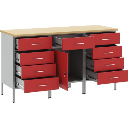 vidaXL Set mit 3 Stück, rot, stahlgrau, 25 mm Verbundholz, mittel