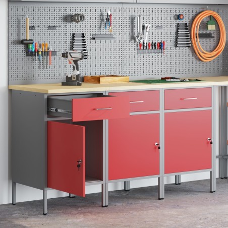 vidaXL Set mit 3 roten Stahl-Schiebeelementen (mittelgroß)