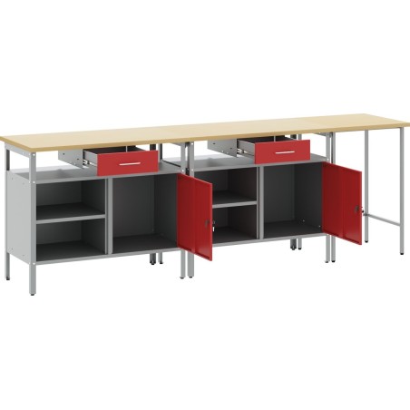 vidaXL 3er-Set, grauer Stahl, mittelgroß, verstellbarer Ecktisch