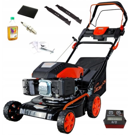 LEISTUNGSSTARKER BENZINRasenmäher, 42 cm Schnittbreite, GERMAN 7 PS, 10-in-1-Funktion + Betriebsstundenzähler