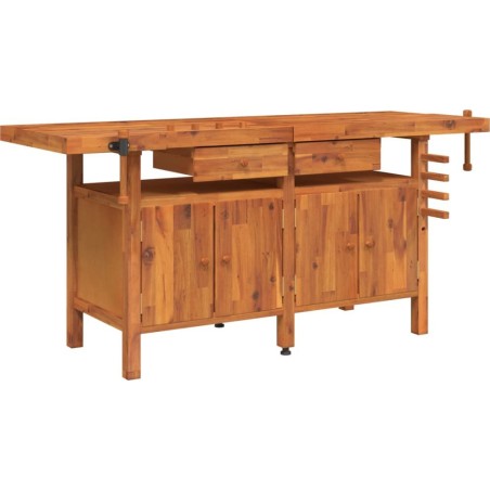 vidaXL vidaXL Arbeitstisch mit Schubladen und Schraubstöcken, 192 x 62 x 83 cm, Akazie