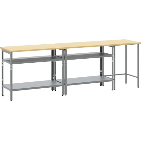 vidaXL 3er-Set, Stahlgrau, Holzwerkstoff, mittel