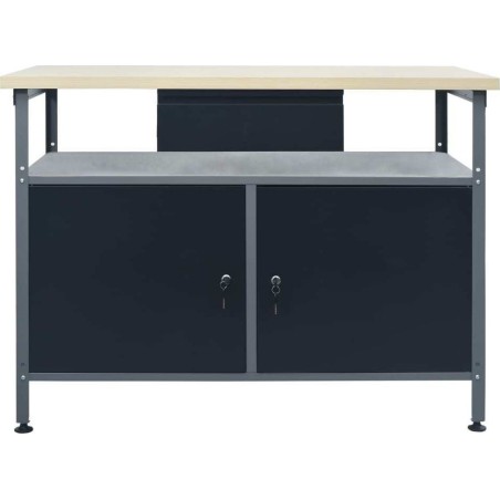 vidaXL Arbeitstisch, schwarz, 120 x 60 x 85 cm, Stahl