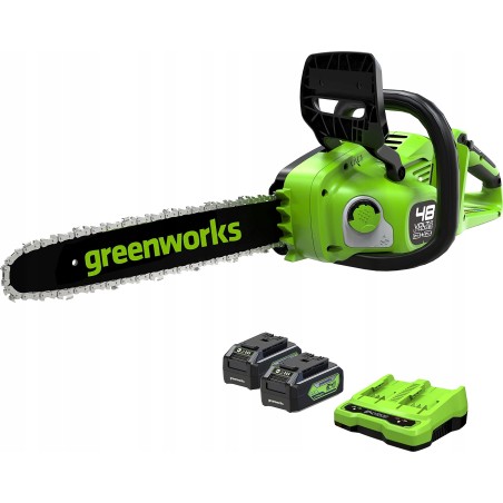 Greenworks 2x24-V-Kettensäge Greenworks 36 cm GD24X2CS36K4X im Set mit Ladegerät und 2 Akkus à 4,0 Ah