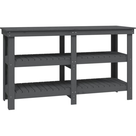 vidaXL vidaXL Arbeitstisch, grau, 142,5 x 50 x 80 cm, massives Kiefernholz