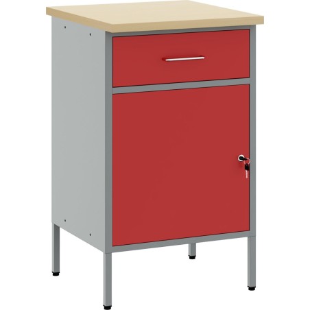 vidaXL Roter Stahl Mittelgroßer Arbeitsschrank mit verstellbaren Füßen