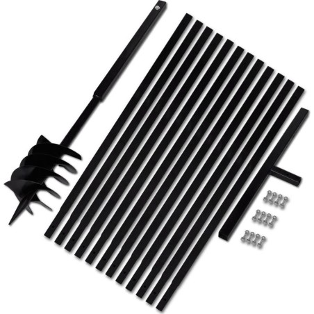 vidaXL Erdbohrer mit Griff und 5 m Verlängerungsrohr, 180 mm, Stahl