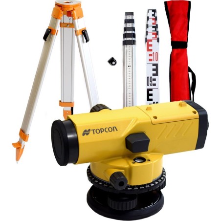 Topcon Optischer Nivelliergerät Topcon AT-B4A mit 5-m-Messlatte und Stativ