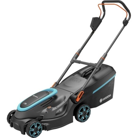 Akku-Rasenmäher Gardena GARDENA Cordless Lawnmower PowerMax 37/36V P4A Ready-To-Use Set, 36 V (2×18 V) (schwarz/grau, 2× Li-I