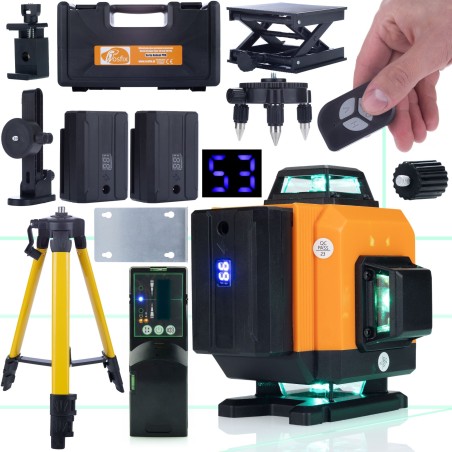 Rosfix Set: Kreuzlinienlaser, Wasserwaage, 360°, 16 l, 2 Akkus, Koffer, Stativ, Strahldetektor