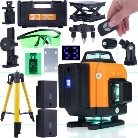Rosfix MEGA SET ROSFIX 360 16L Kreuzlinienlaser, Schrägmessung, Stativ 120 cm, 2 Akkus, Fernbedienung, Zubehör