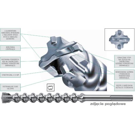 HIKOKI SDS-MAX-Bohrer mit vier Schneiden, 45 x 570 mm