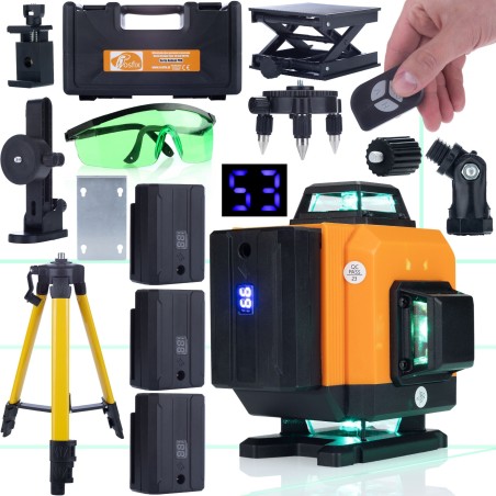 Rosfix Set: 360°-Kreuzlaser, Stativ, Neigungsadapter, Rosfix-Brille, Koffer, 3 Akkus