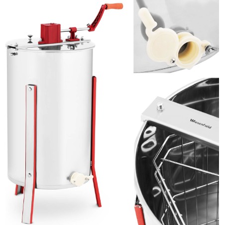 Wiesenfield Hand-Honigzentrifuge für 3 Rahmen aus Edelstahl Hand-Honigzentrifuge für 3 Rahmen aus Edelstahl
