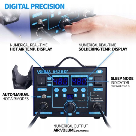 Yihua Heißluftlötkolben Yihua YIHUA 862BD+