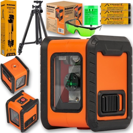 Heckermann Set: Heckermann XRX010 v.2 Laser-Wasserwaage + Stativ + Schutzbrille + Zielscheibe