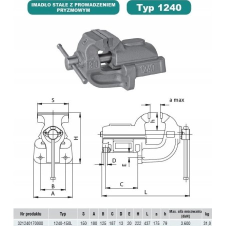 Bahco Schraubstock 1240-150, Stahl, verstärkt