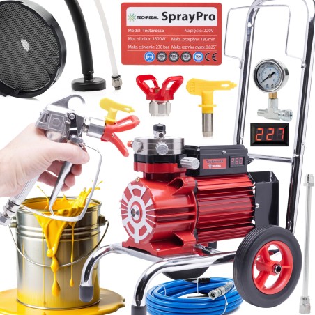 Professionelle Farbspritzmaschine, 18 l/min, 3500 W, Edelstahlrahmen, 8 m Schlauch