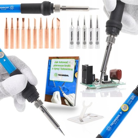 Präzisions-Lötkolben Blue Jet 60 W mit Temperaturregelung + 15 Lötspitzen