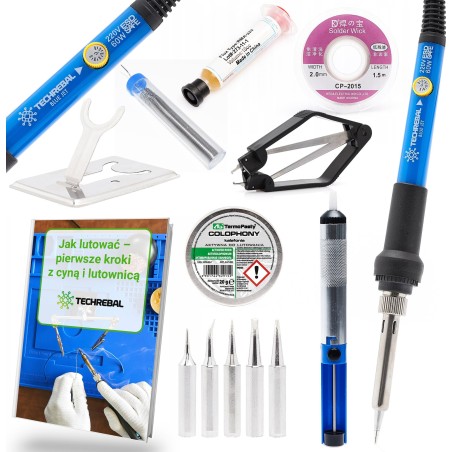 60-W-Präzisions-Lötkolben-Set von Techrebal mit Lötspitzen und Zinn