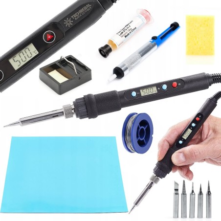 Präzisionslötkolben 80 W, Lötmatte, Zinn, Lötspitzen, Absaugvorrichtung