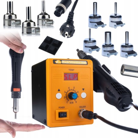 Rosfix SET: HEISSLUFT-LÖTSTATION UND KUNSTSTOFFSCHWEISSGERÄT 858D + 8 HEISSLUFTDÜSEN
