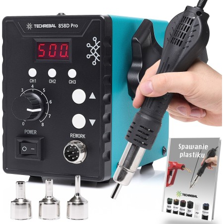 Heißluft-Lötstation Hot-Air TECHREBAL 858D Pro 700 W, 3 Düsen