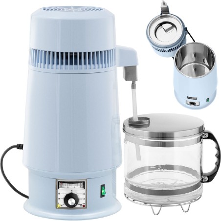 Uniprodo Wasserdestilliergerät mit Temperaturregelung + Glaskanne 4 l Wasserdestilliergerät mit Temperaturregelung
