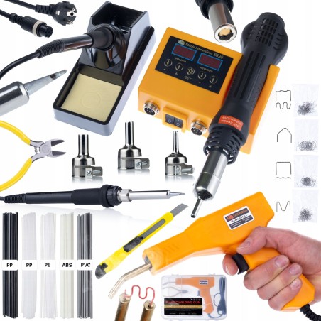 Rosfix 2-in-1-Kunststoffschweißgerät und Heißluftlötkolben, 660 W, Heftklammern, Koffer mit 5 Klebstoffen