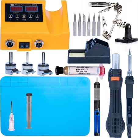 Rosfix LÖTSTATION HEISSLUFTLÖTSTATION LÖTSPITZENMATTE ABSAUGVORRICHTUNG DRITTE HAND FLUSSMIITTEL