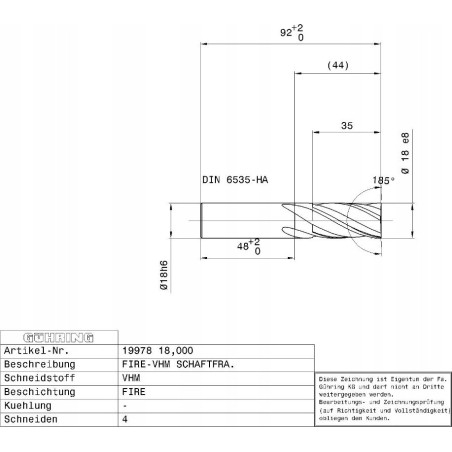GUHRING-Hartmetallfräser HA 18,0 mm