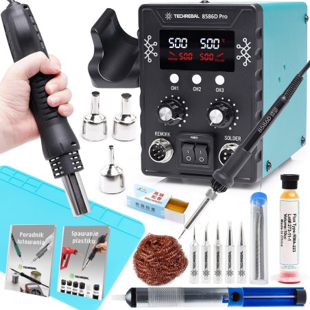 Set: Techrebal 2-in-1-Lötstation + Max Pack mit 11 Zubehörteilen