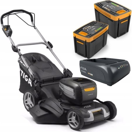 STIGA COMBI 50 V AE Akku-Rasenmäher mit Antrieb + 2 Akkus à 7,5 Ah + Doppel-Ladegerät