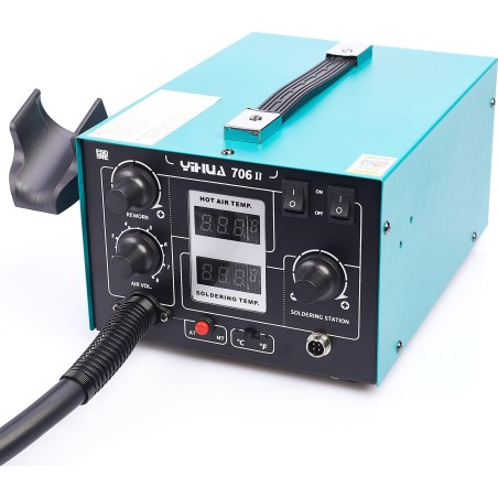 2-in-1-Heißluft-Lötstation mit Lötkolben T12 C12, Yihua 706 II, Techrebal 907G