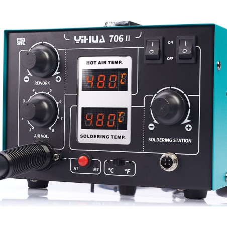 Präzisions-Lötstation 2-in-1: Heißluftlötkolben T12 Yihua 706 II
