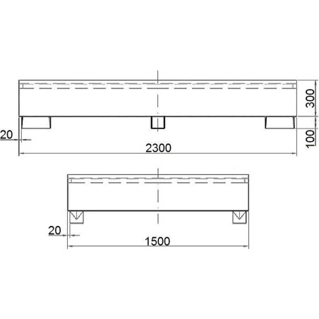 Meva Auffangwanne für den IBC-Palettenbehälter MAUZER 2 x 1000 l – verzinkt Auffangwanne für den IBC-Palettenbehälter