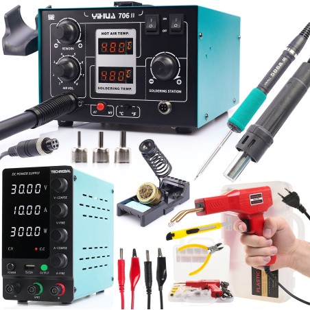 Lötstation Heißluftlötkolben 706 II Heftgerät Heftklammern Netzteil 30 V, 5 A